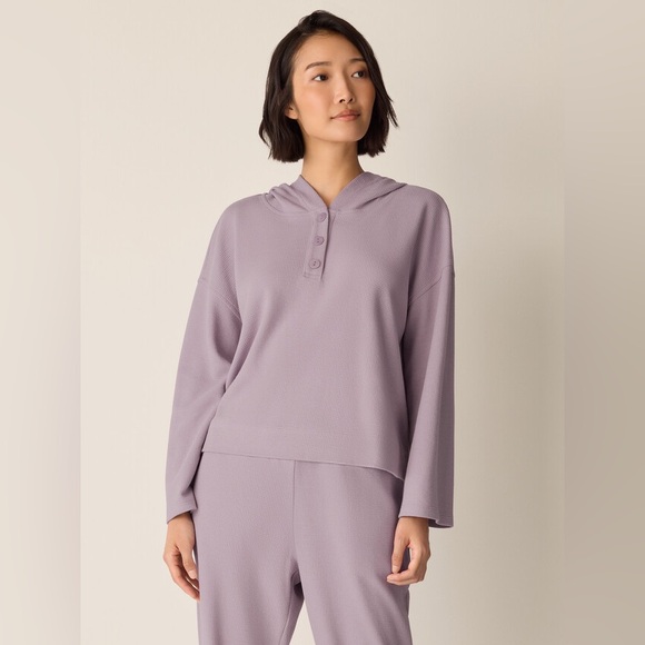Eileen Fisher Tops - NWT EILEEN FISHER Waffle Cotton Blend Doubleknit Hooded Top in Lunette